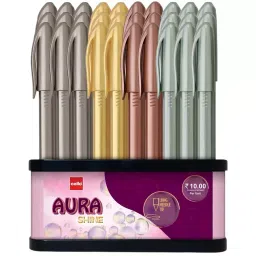 Cello Aura Shine Ball Pen Cap Closure Type Blue Ink, 8907234015560 (Pack of 50)-picture-31