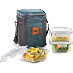 cello Elite Square, Leakproof, Microwave safe (320 ml) 3 Containers Lunch Box-picture-14