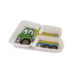 Cello Melmo Builder Truck Printed Melamine Plate - White & Green-picture-15