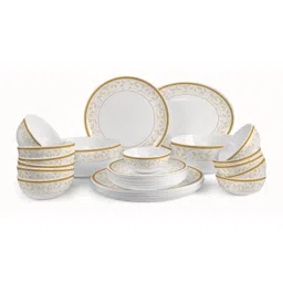 cello Pack of 27 Opalware Divine Amber Gold 27 Pieces Dinner Set-picture-33