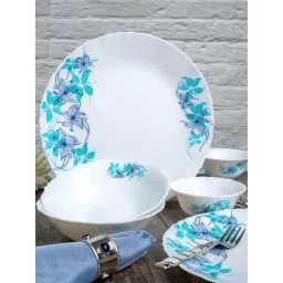 Cello White & Aqua Opalware Dinner Set-picture-12