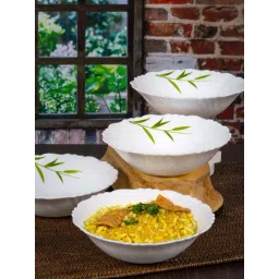 Cello White & Green Opalware Snack Bowl (0.42 L) - Set of 4-image-18