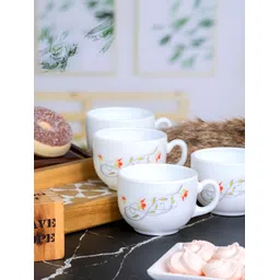 Cello White & Red 6 pieces Floral Printed Glossy Cups 160 ml-picture-32