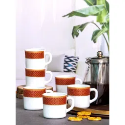 Cello White & Red Opalware Solitaire Tea Mug (0.1 L) - Set of 12-image-35