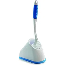 Cello Kleeno Angular Toilet Brush with Storage | Stylish Design | Rubberised handle for firm grip | Durable plastic body | Space-Saving Storage (Blue and White,Pack of 1)-picture-40