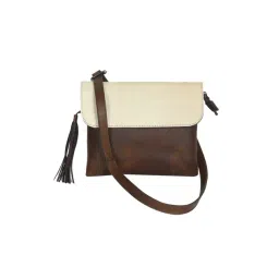 Celtic Brown Color Block Leather Cross Body Bag-picture-32