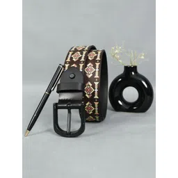 Celtic Unisex Black Printed Leather Belt with Tang Closure Stylish & Versatile-picture-42
