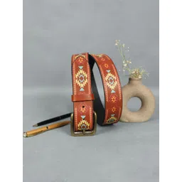 Celtic Unisex Brown Printed Leather Belt with Tang Closure-picture-11