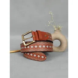 Celtic Unisex Brown Solid Genuine Leather Belt with Tang Closure-picture-19