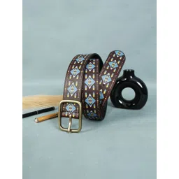 Celtic Unisex Printed Leather Belt Brown with Tang Closure-picture-36