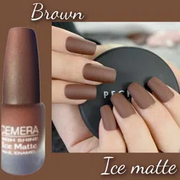 cemera Brown Ice Matte Nail Polish Quick Drying | Glossy Finish | Long Lasting Brown-picture-13