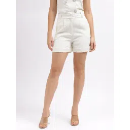 Centrestage Off White Regular Fit Shorts-picture-16