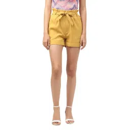 Centrestage Yellow Mid Rise Shorts-picture-10