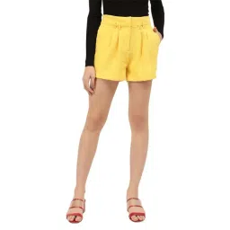 Centrestage Yellow Mid Rise Shorts-picture-13