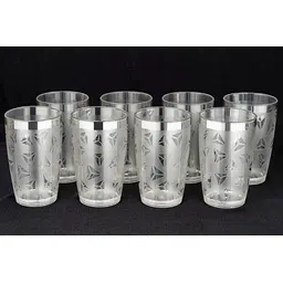 centureum (Pack of 8) 100% Unbreakable Curved Shape Prism Pattern Water Juice Drinking Glasses Set Of 8 ( Clear,Plastic) Glass Set Water/Juice Glass-picture-21