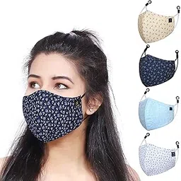 cenwell 5 Pcs Pure Cotton Face Mask with Nose Pin, Melt Blown Layer, Adjustable Ear Loop & Ear Saver Strap, Reusable Washable Fabric Mask For Men & Women-picture-18