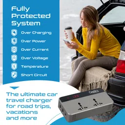 ceptics 200W Car Power Inverter - 2x Type A & 1x Type C PD 18W Smart USB Charging Ports Car Laptop Charger image 5