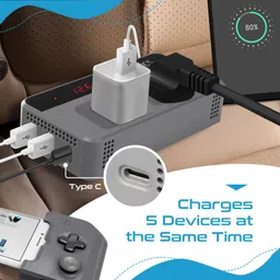 ceptics 200W Car Power Inverter - 2x Type A & 1x Type C PD 18W Smart USB Charging Ports Car Laptop Charger image 3