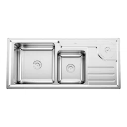 CERA Falcon 44x20 inch Satin Finish Stainless Steel 304 Double Bowl Sink with Drainboard, B4724502-picture-29