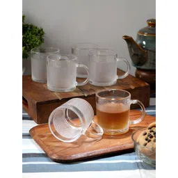 ceradeco Transparent 6 Pieces Textured Glass Transparent Cups 175 ml-picture-17