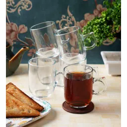 ceradeco Transparent Glass Conical Shaped 200 ml (Set of 6) Tea Cups-picture-29