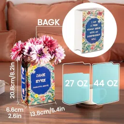 Ceramic Vases, Home Decor Book Vases, Lovely Bookshelf Decor, Book Flower vase Gifts, Unique Home/Bedroom/Office Decor (Garden-8inches) image 1