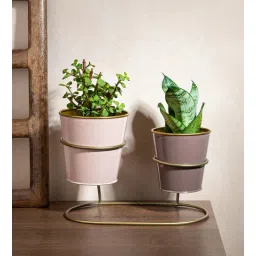 ceramicto Flamingo Gold & Pink Metal (Set of 2) Planter & Stand-picture-11