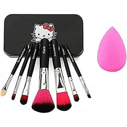 CETC High Density Bristle Makeup Mini Brush Kit With Storage Box and Sponge Puff- Black, Set of 7 Pieces, 03-picture-10