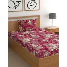 CG HOMES Pink & White Floral 180 TC Single Bedsheet with 1 Pillow Covers-picture-12