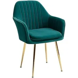 CHAIR CRAFT Velvet Upholstered Modern Accent Arm Chair for Living and Dining Room Mid-Century Club Guest Seat with Golden Legs Standard (Green)-picture-13