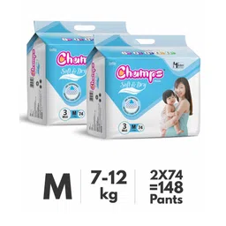 Champs Soft & Dry Diaper Pants Medium Size Pack of 2 - 148 Pieces-picture-18