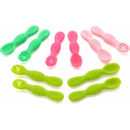 chanak Silicone Baby Spoons, Baby Traning Spoon for Infant Boys & Girls (Pack of 10) - Silicon image 1