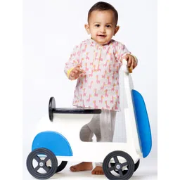 Chanda Mama Boys Abstract Printed Mandarin Collar Pure Cotton Straight Kurta With Pyjamas-picture-1