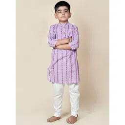 Chanda Mama Boys Embroidered Regular Pure Cotton Kurta with Pyjamas-picture-55
