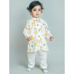 Chanda Mama Boys Floral Printed Regular Pure Cotton Kurta with Pyjamas-picture-38