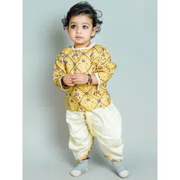 Chanda Mama Boys Floral Printed Round Neck Straight Pure Cotton Kurta With Pyjamas-picture-12