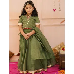 Chanda Mama Girls Embellished Sequinned Semi-Stitched Lehenga & Blouse With Dupatta-picture-13