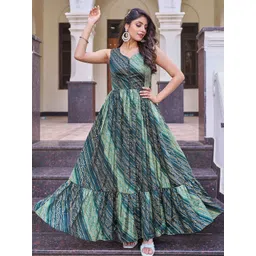 Chandbaali Bandhani Printed Fit & Flare Ethnic Dress image 4