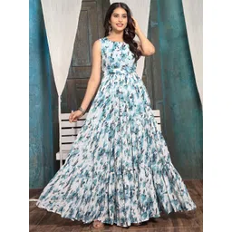 Chandbaali Women Floral Printed Georgette Fit & Flare Maxi Dress-picture-21