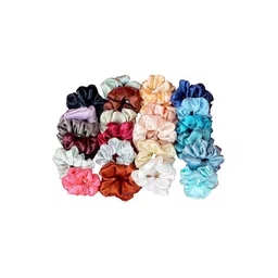 CHANDERKASH Women Set Of 12 Silk Satin Scrunchies-picture-35