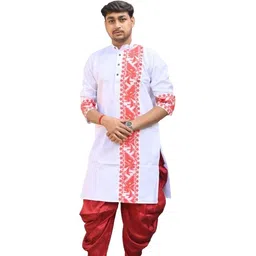 chandra Men Embroidered Cotton Blend Straight Kurta-picture-28