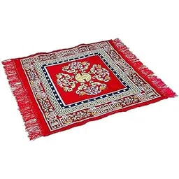 CHANDRAVATI Rangoli Design Velvet Square Pooja Asan ||Velvet Asan Meditation Prayer Carpet | Pooja Asan|Traditional Prayer Asan ||Red Color|| Set of 4 (60x60 cm)-picture-31