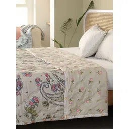 Changers Beige & Pink Floral Printed Microfiber AC Room 350 GSM Double Bed Comforter-picture-27