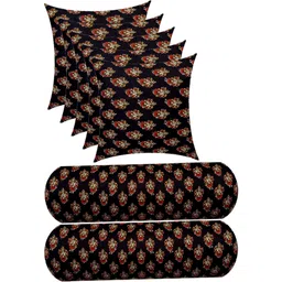 changers Combo Set of 5 Cushion And 2 Microfibre Floral Bolster Pack of 7-picture-33