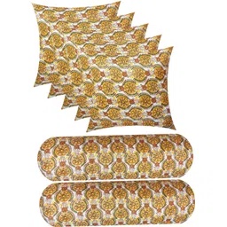 changers Combo Set of 5 Cushion And 2 Microfibre Floral Bolster Pack of 7-picture-27
