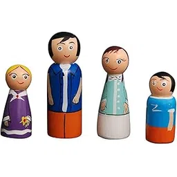 Channapatna Toys Wooden Peg Dolls Family (3 Years+) - Pack of 4 | Pretend Play, Open Ended Toys, Waldorf Inspired, Improves Childs Imagination and Creativity-picture-32