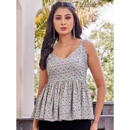 CHANSI Ethnic Printed Peplum Top-picture-15