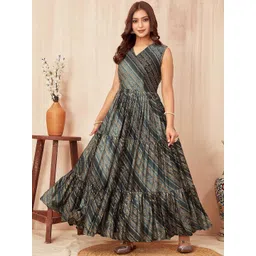 CHANSI Printed Flared Midi Ethnic Dresses-picture-38