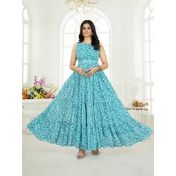 chansi Turquoise Paisley Ethnic Motif Maxi Dress-picture-48