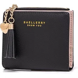chaofanxi Women's Small Bifold Leather Purse for Women, Small and Short Format Purse Small Wallet with Multiple Compartments, black, 13*2*10, Modern-picture-46